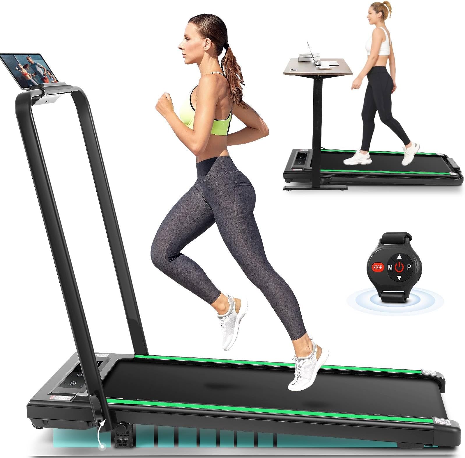 ANCHEER Treadmill with 12%/15% Incline, Folding Walking Pad with Handle Bar, 320-450lb Capacity Under Desk Foldable 3.5HP Treadmills for Home/Office/Gym,Installation-Free