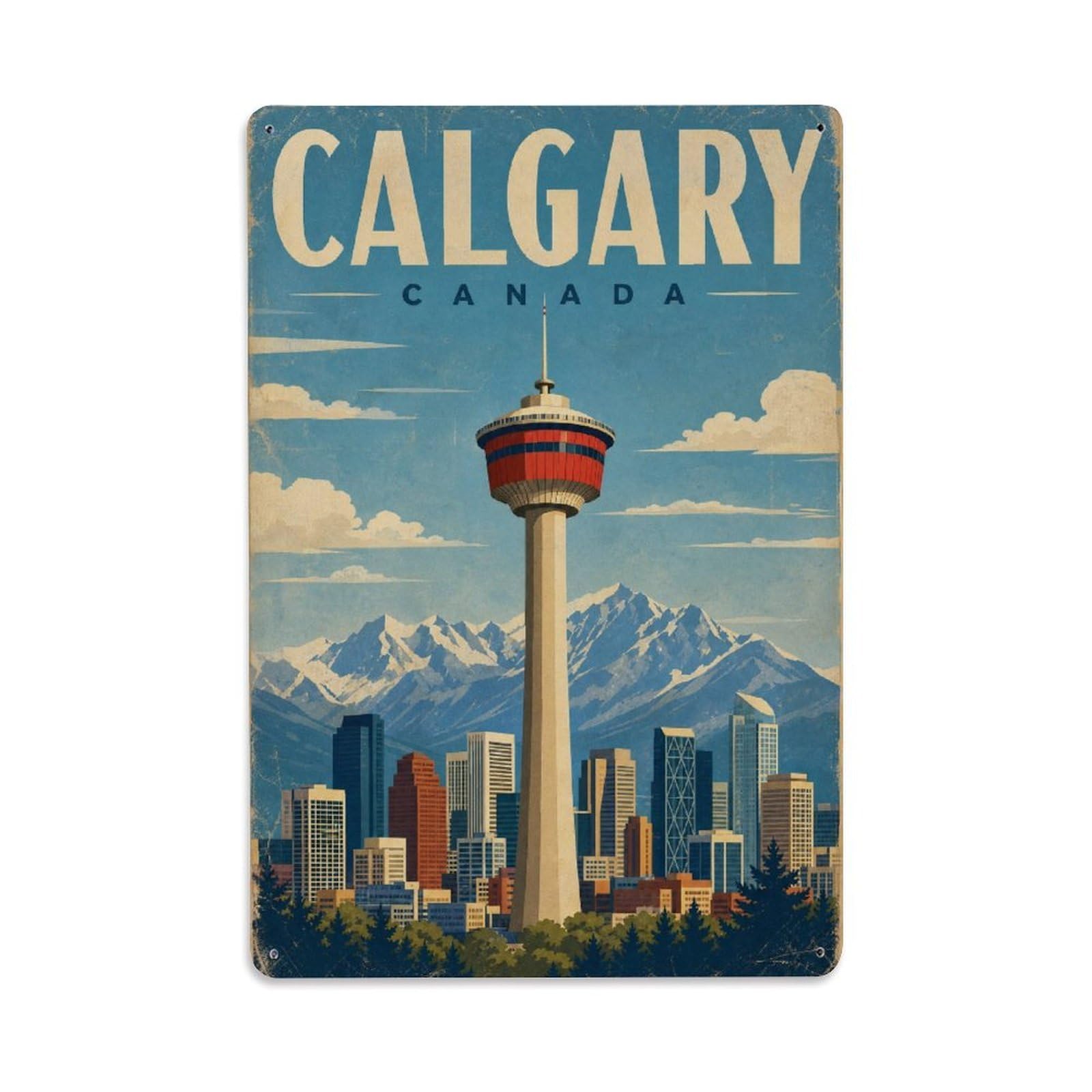 Retro Travel Canada Calgary Metal Tin Sign