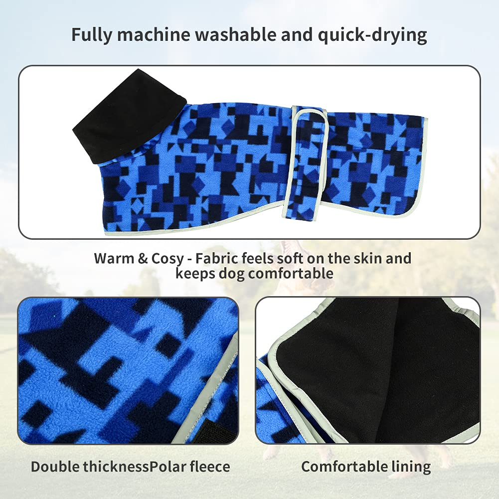 Winter Fleece Jumper for Whippet Greyhound Warm Fleece Lining and Adjustable Bands Blue, XXL - Image 4