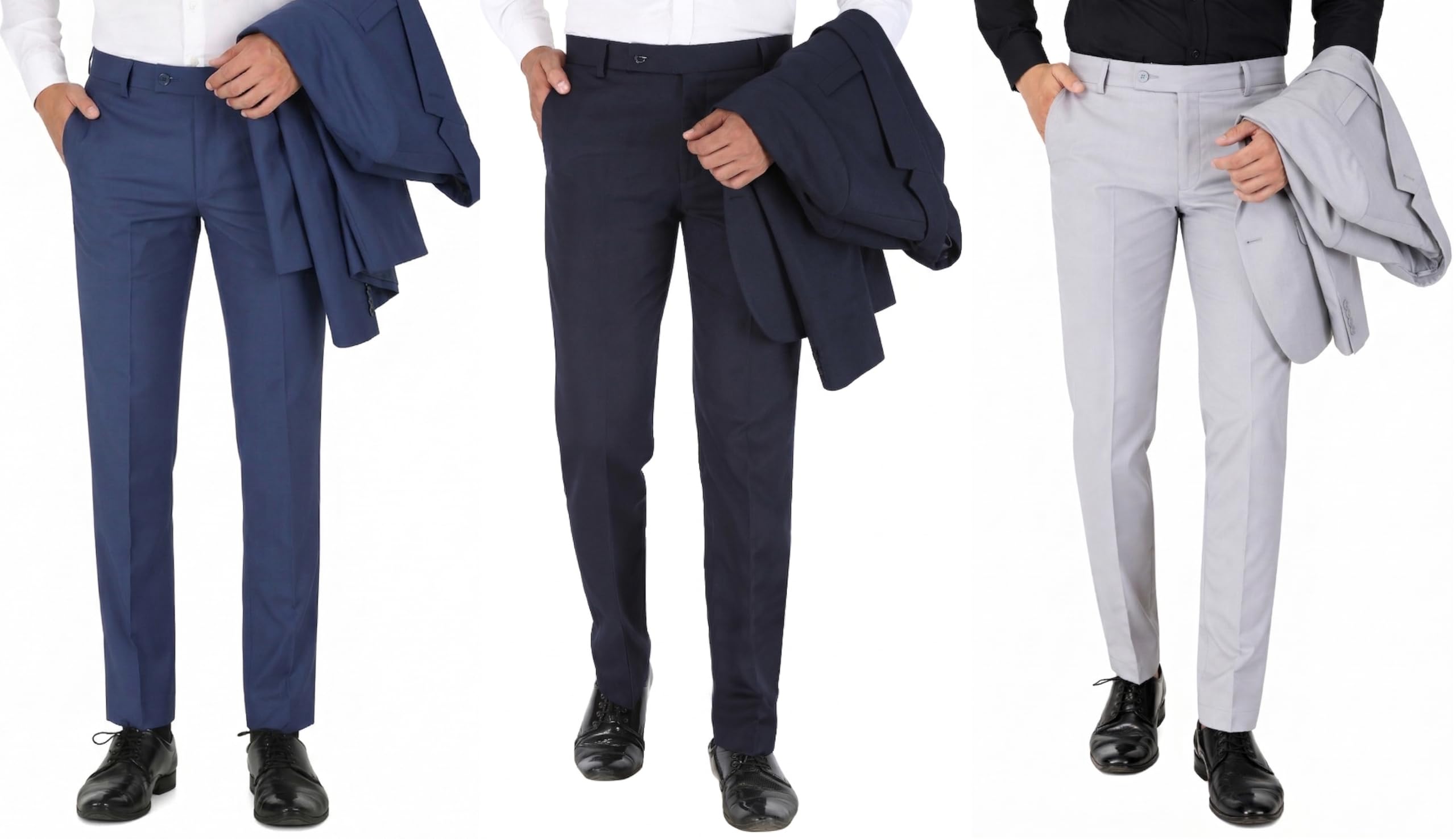 Formal Pants for Men Office Wear Combo Pack of 2 - Premium Regular Fit Formal Trouser for Men, Boys, Gents Bottom Formal wear for Office Meeting, Party, Wedding - Set of 3-image-44