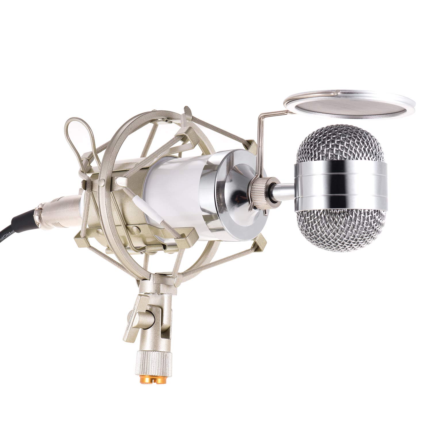 Kit de micrófono de condensador unidireccional con abrazadera de metal a prueba de golpes, parabrisas de bajo ruido, alta sensibilidad para transmisión vocal en vivo, canto, transmisión, instrumento