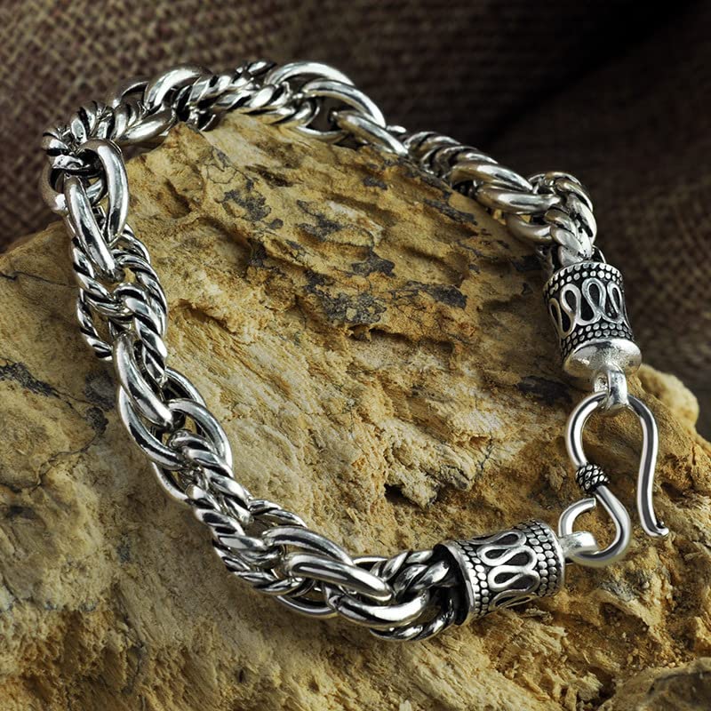 Pulsera De Cadena Trenzada De Plata De Ley S925 Para Hombre, Pulsera De Eslabones De Plata Tailandesa De Moda Gótica, Para Regalos De Novio