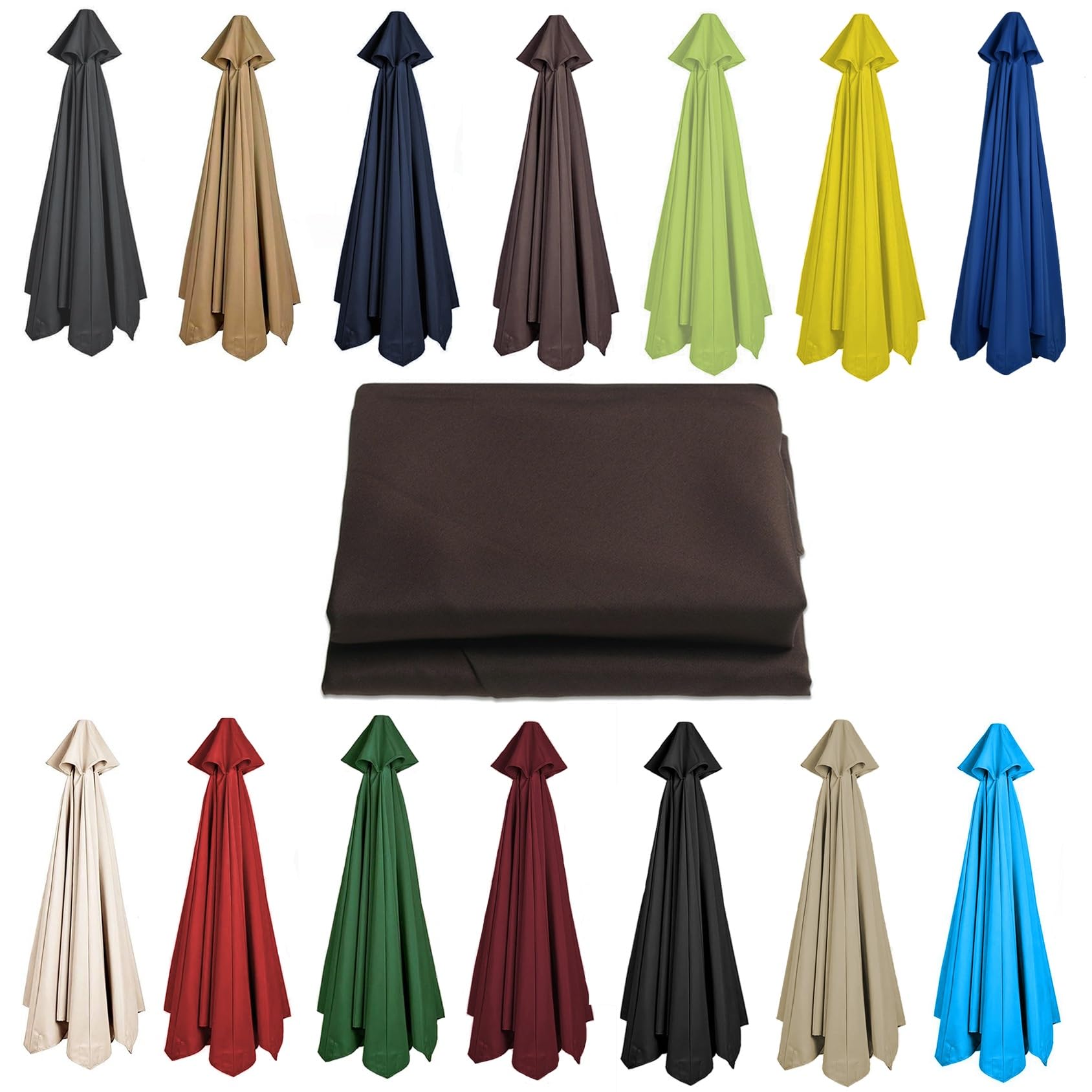 CMJYMX 200CM 2.7M 300CM Umbrella Replacement Parasol Canopy, UV50+, Waterproof, 6/8 Ribs Sun Umbrella Replacement Cloth Garden Canopy Cover Replacement Cover(Color:Brown,Size:6 ribs-2m(6.5ft))