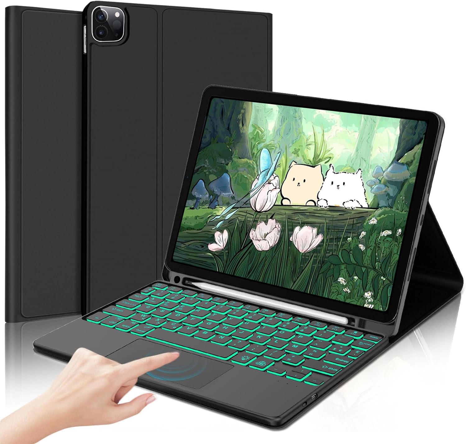 AVNICUD Clavier Pour IPad Air 11" 2024/2025 (M2/M3)/ Air 5ème/4 ème Génération 10.9", Coque Clavier Pour IPad Pro 11" 4/3/2/1 Gen, Clavier Français AZERTY Magnétique Détachable Bluetooth, Noir