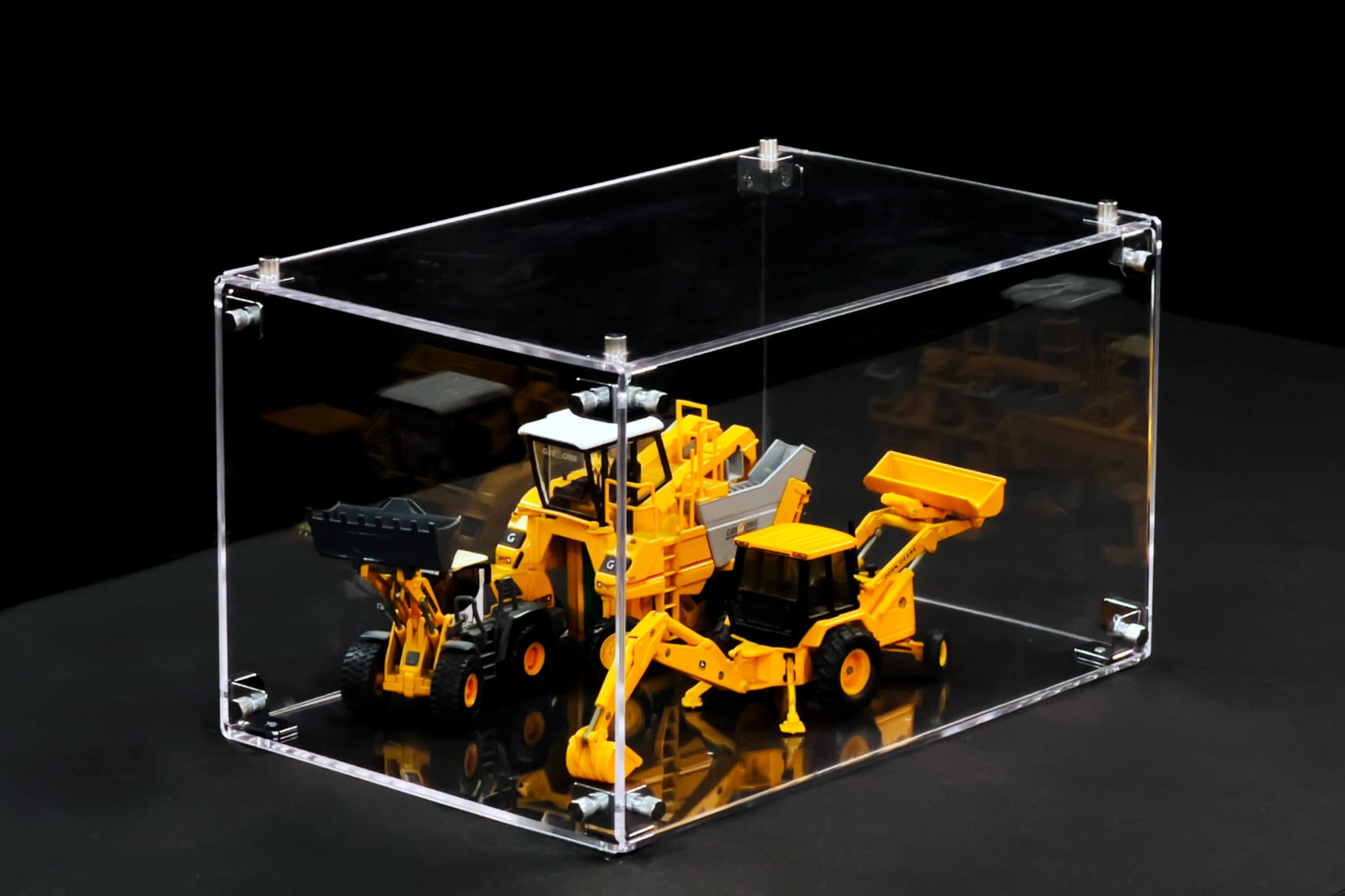 GuineaLoft™ Non-Flimsy Acrylic Display Box – DIY Expandable, Large, Thick, Truly Sturdy 15x10x9 Crystal-Clear Display Case, Securely Fastened by Stainless Steel Brackets Instead of Push-Fit Slots