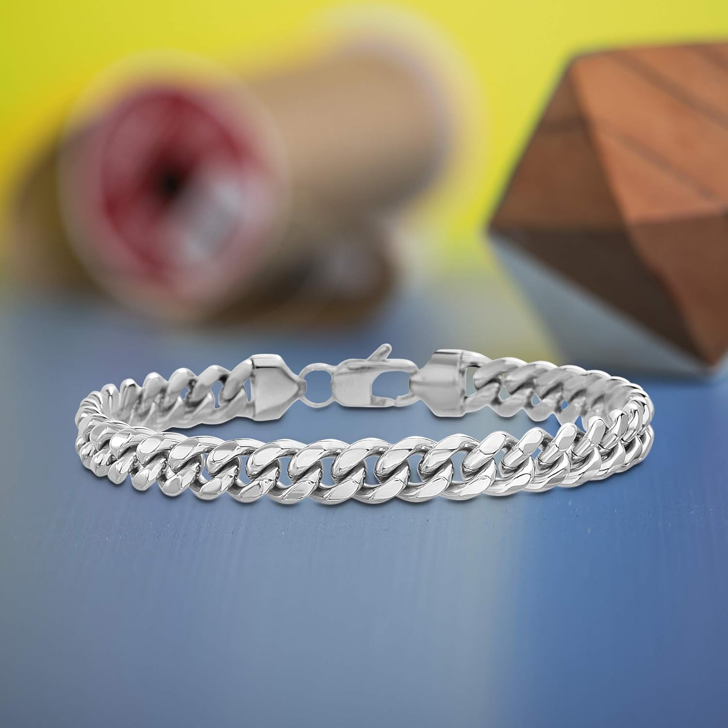 Nautica Stainless Steel Bracelet for Men 8mm Wide Miami Cuban Chain 8 Inches Long Lobster Clasp - Image 6