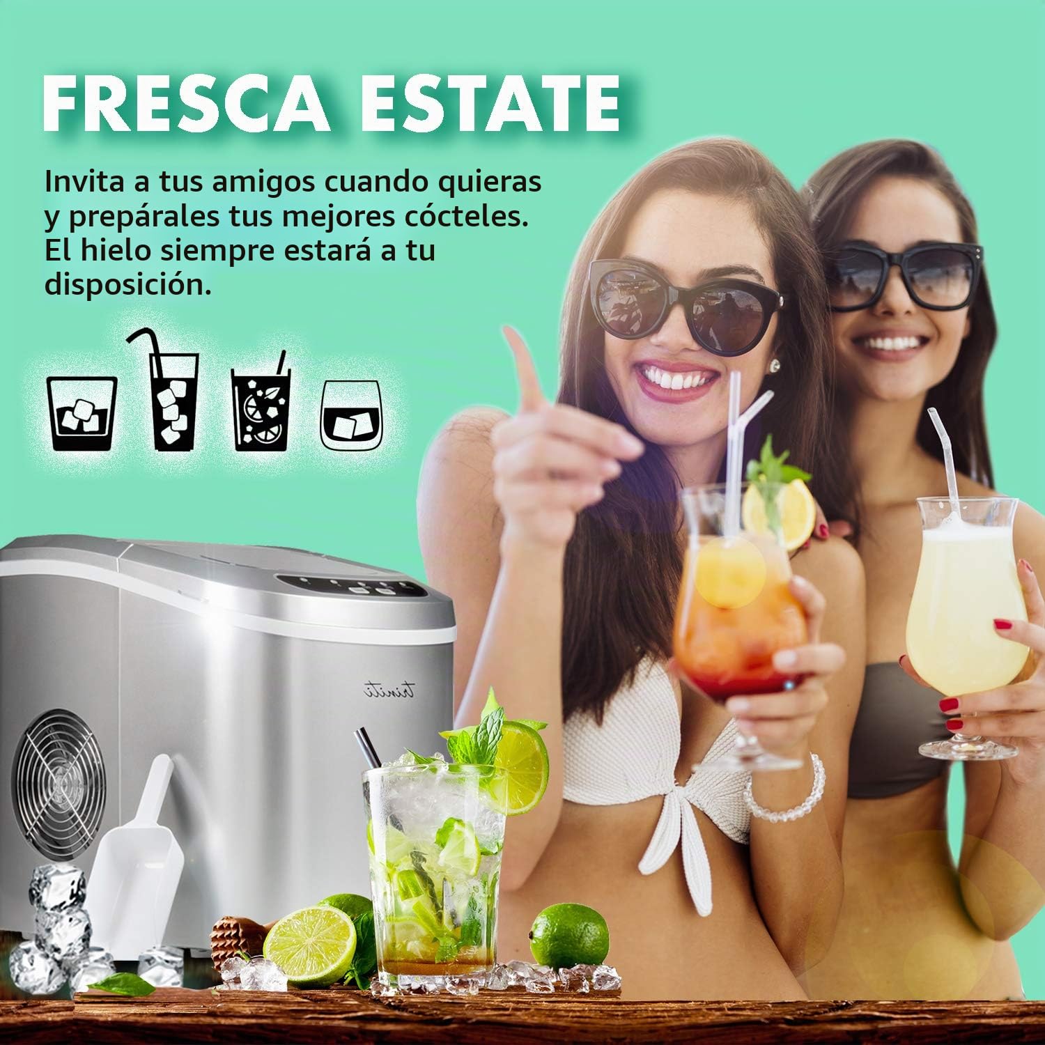 Máquina para cubitos de hielo fabricante TRINITI 15 kg en 24 h Ice Maker