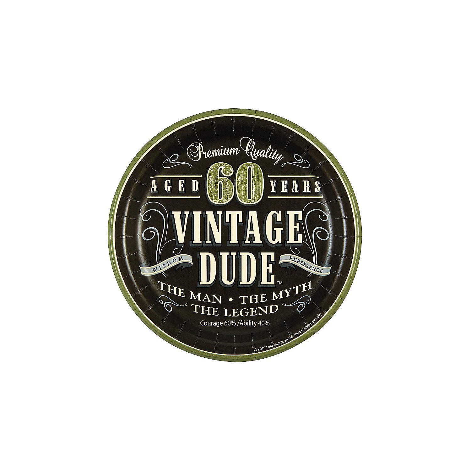 Fun Express 60th Birthday Party Vintage Dude Paper Dessert Plates - Party Supplies - 8 Pieces