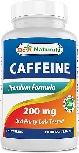 Best Naturals Píldoras de cafeína de 200 mg, 120 unidades