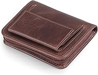 Vista 9 de Otto Angelino Cartera plegable con cremallera para hombre con bloqueo RFID, piel de vaca italiana, comodidad de viaje delgada, soporte para tarjeta