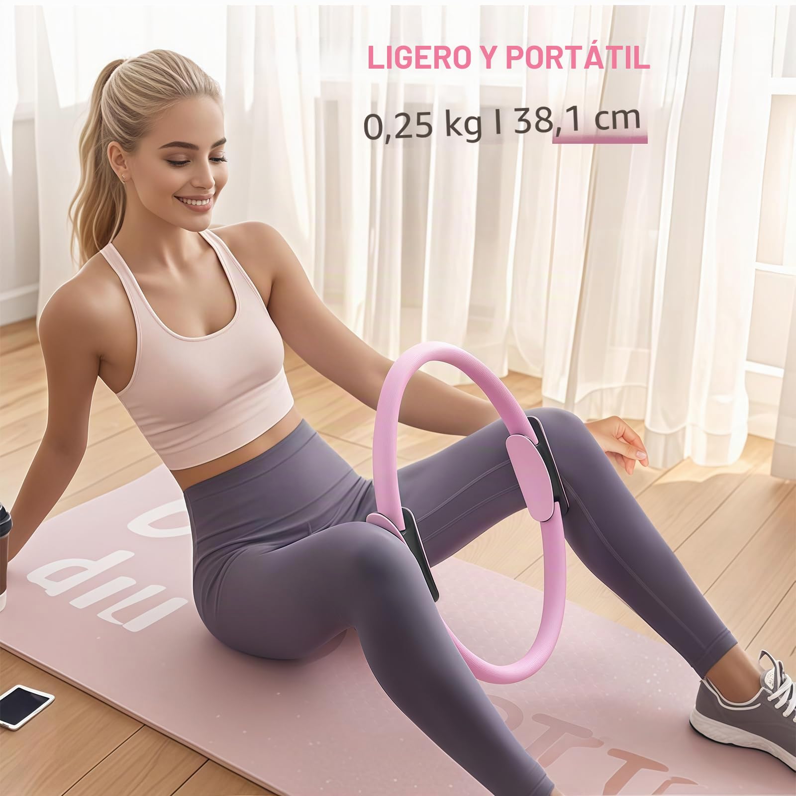Genérico Kit Completo de Pilates para Casa - Incluye Aro Mágico, Bandas de Resistencia, Pelota Suave, Bandas de Bucle y Calcetines Antideslizantes - Equipo Fitness Portátil para Mujeres y Hombres