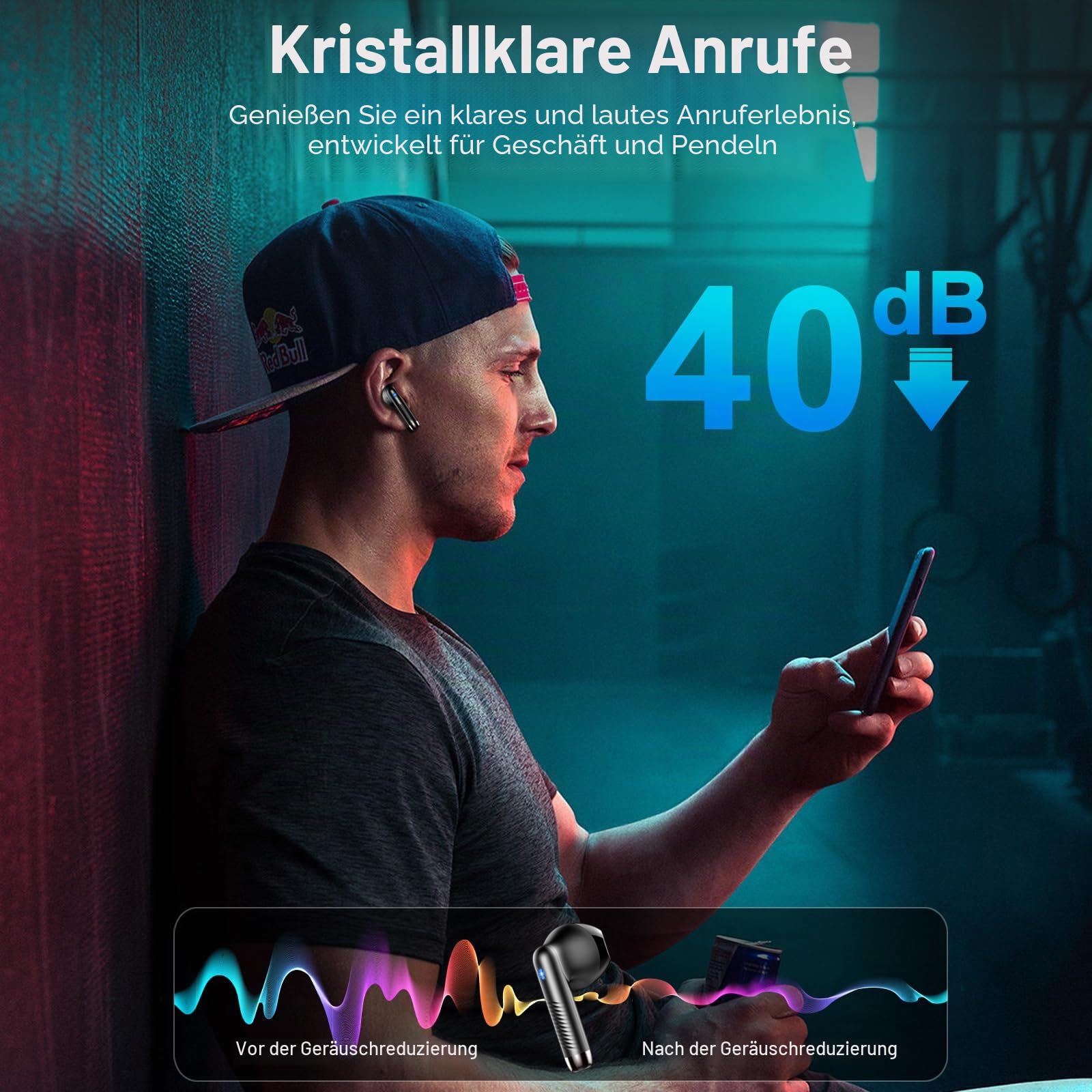 Renimer Bluetooth Kopfhörer, 50 Std In Ear Kopfhörer Kabellos Bluetooth 5.4 | Tiefer Bass 6D-Stereo Ear Buds, ENC Noise Cancelling Ohrhörer, EQ per App, USB-C, IPX7 Wasserdicht Headphones iOS/Android