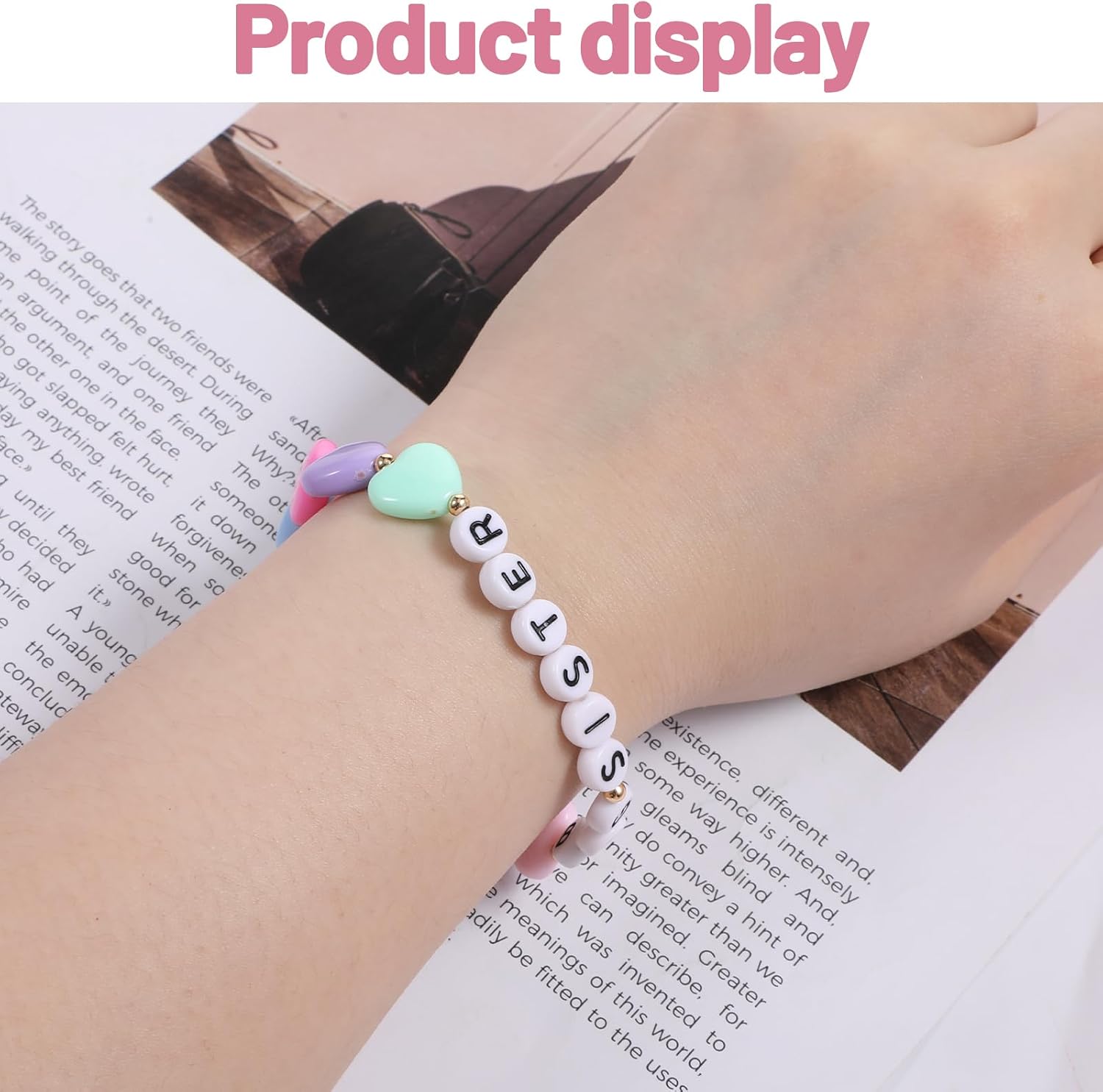 Qianyu 2 Pcs Big Sister Bracelet Colorful for Little Sister Announcement Daughter Niece Charm Birthday Christmas Halloween New Year Gift