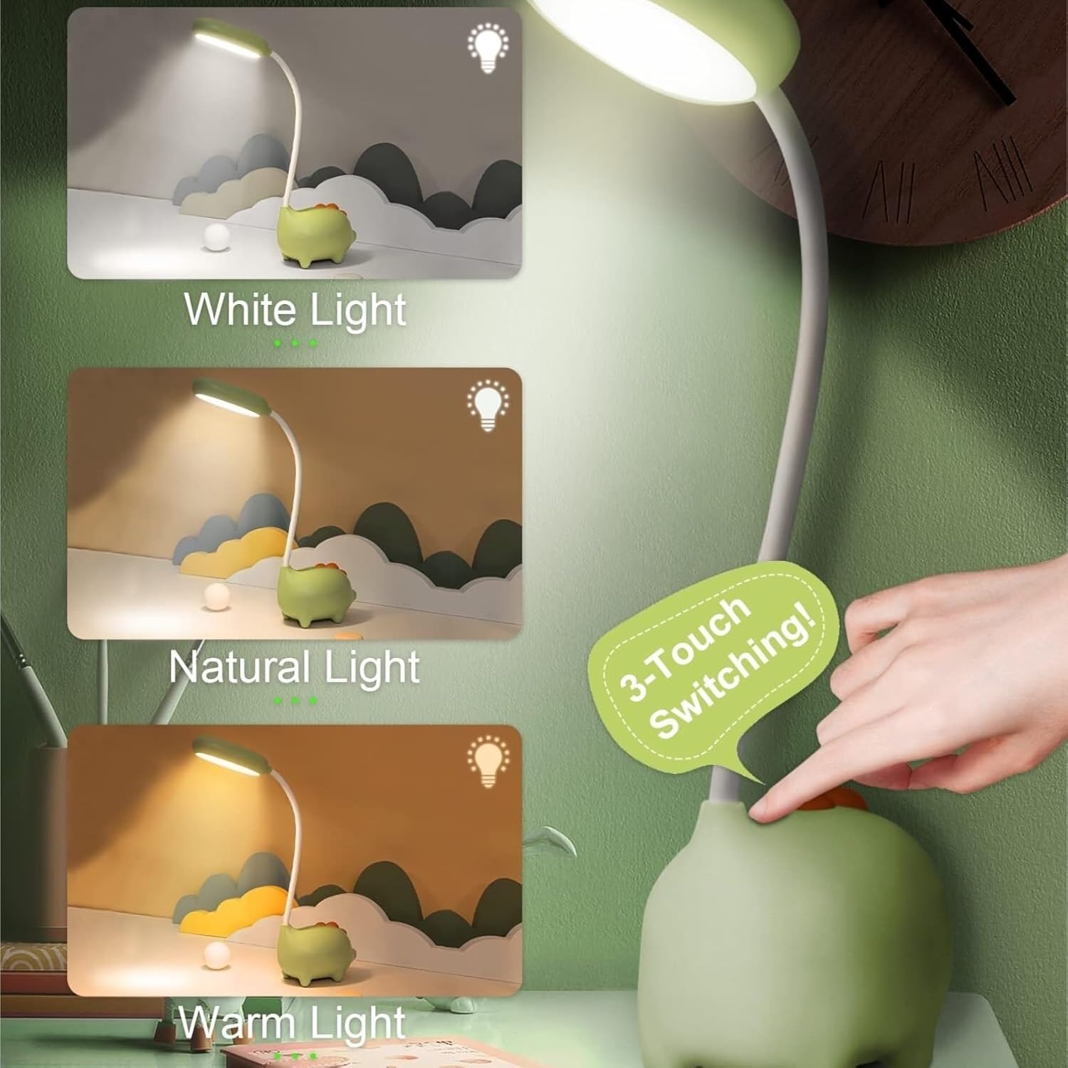 Eye Protection Desk Lamp LED Night Light Wireless Charging USB Rechargeable Desk Lamp(Pink)