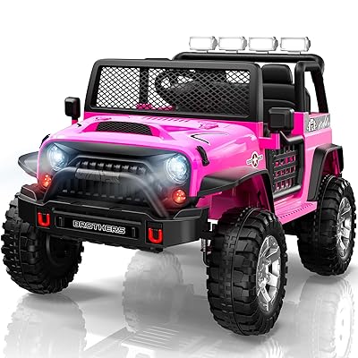 L8 2 Seater Ride On Car, 12V Kids Electric Car w/Remote Control, 4-Wheel Suspension, Bluetooth Speaker, Multi Music Modes, 3 Speeds, LED Lights, Xmas & Birthday Gift Ideas for Kids Ages 3+