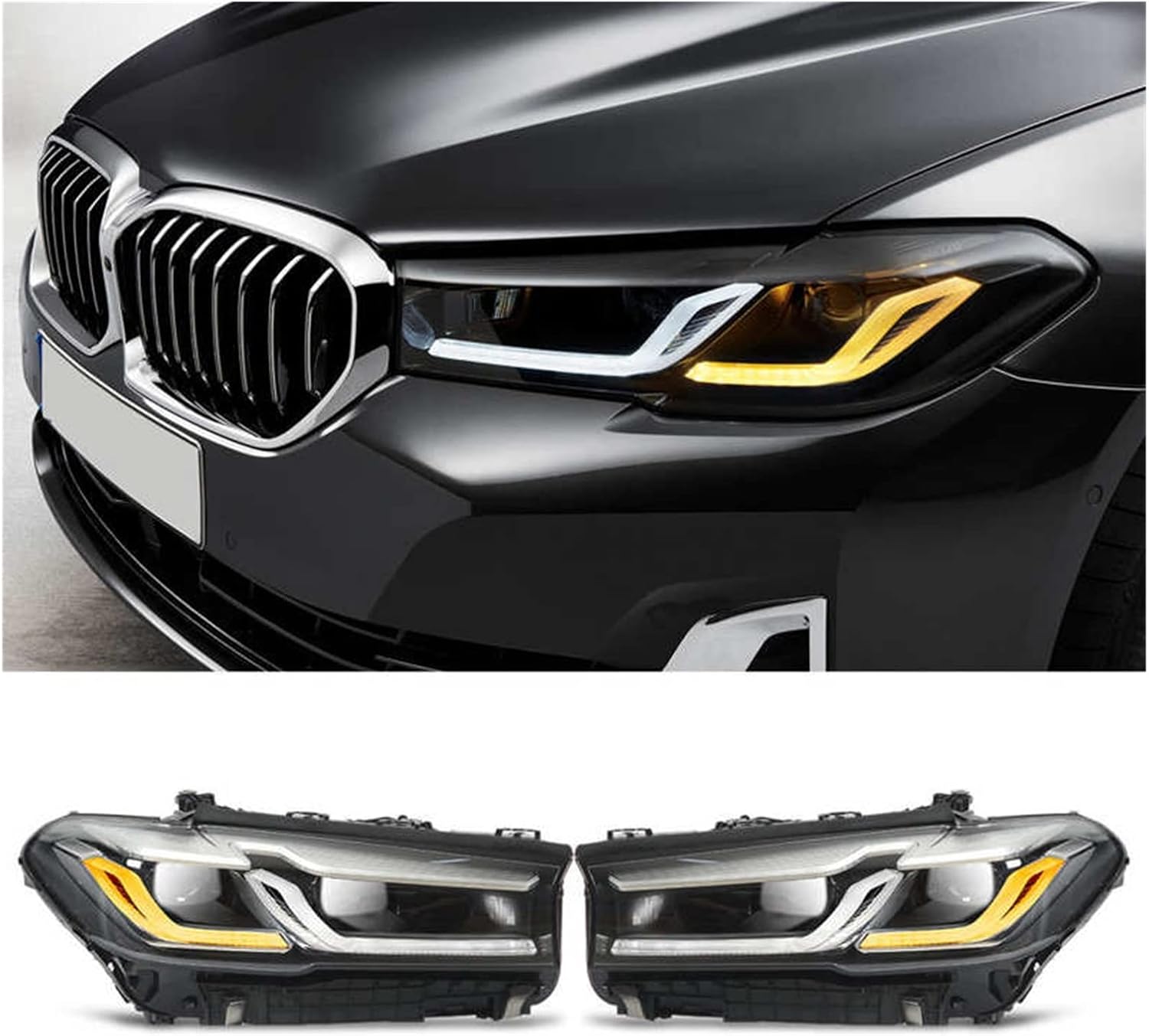 アップグレード LCI スタイル アダプティブ LED プロジェクター ヘッドライト ヘッドランプ LR 交換用 BMW 5 シリー
