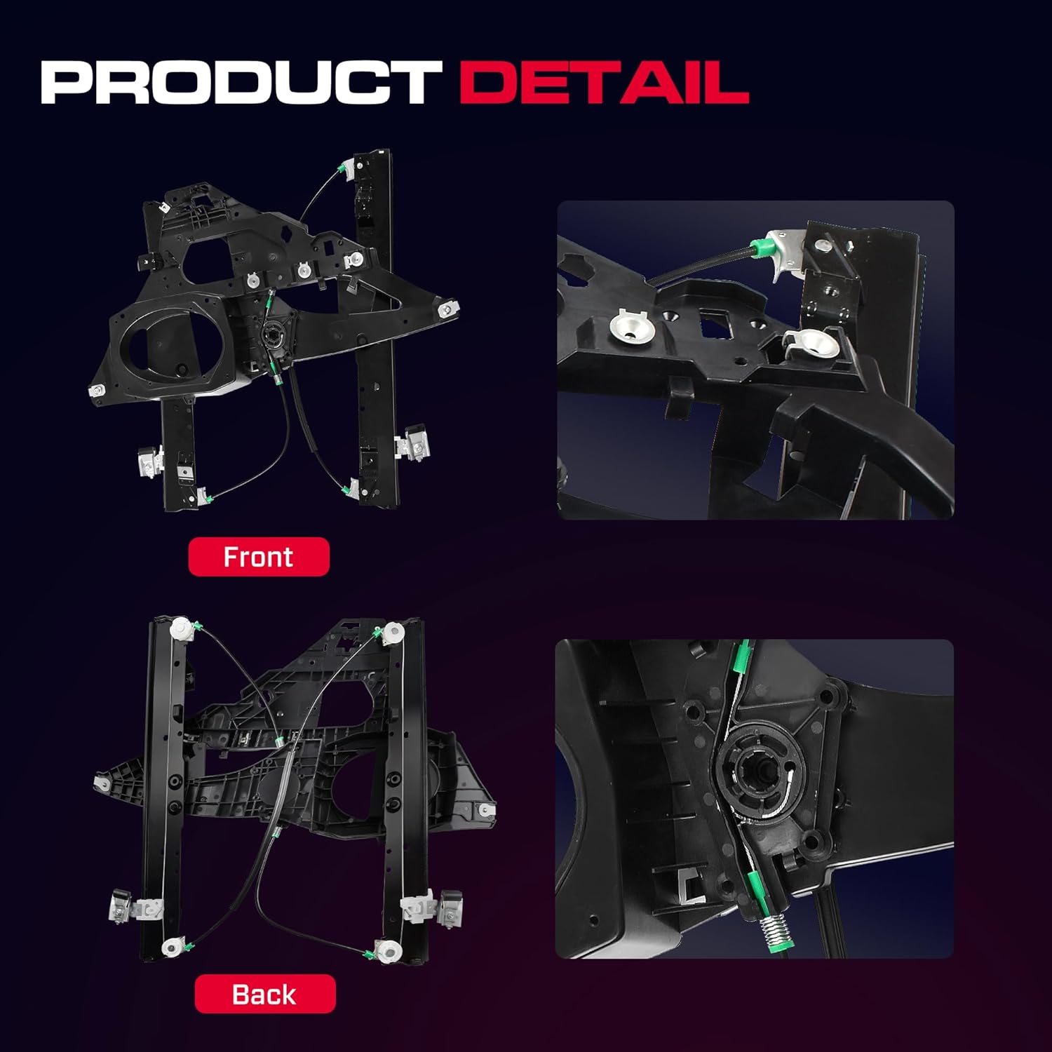 Front Passenger Side Power Window Regulator Without Motor with Panel Fit for 2007-2017 Ford Expedition Lincoln Navigator, 749-543