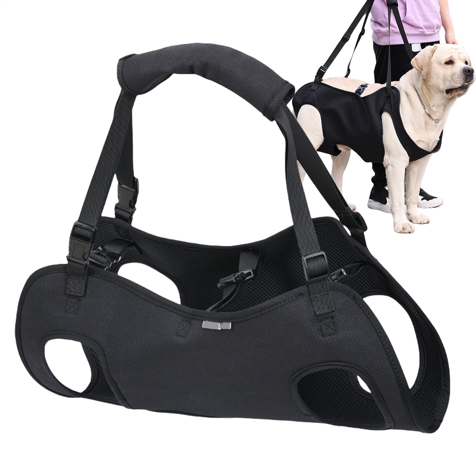 Hobngmuc Adjustable Dog Lifting Harness, Dog Lift Harness For Stairs, Pet Recovery Support Sling With Thicken Handle For Disabled/Elderly/joind Injuries Pets (L)