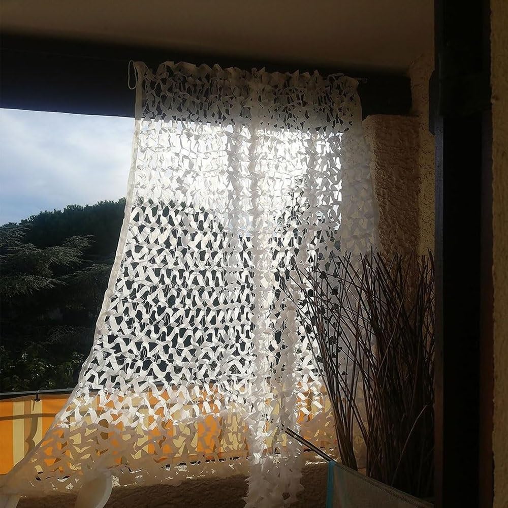 JKSTDPV Large Camouflage Net 33x39ft 10x20ft 6.5x10ft 13x23ft Camo Net White Decoration Netting Snow Camo Netting Garden Sunscreen Nets Camouflage Netting for Camping Shooting Hunting(6x6/20x20ft)