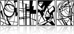 Quadros Decorativos para Escritorio, Conjunto de 4 Decorações de Parede em Metal Preto, 41 * 28 * 1CM, Quadro Sala de Estar, Kit Quadros Decorativos, Quadro Decorativo para Sala