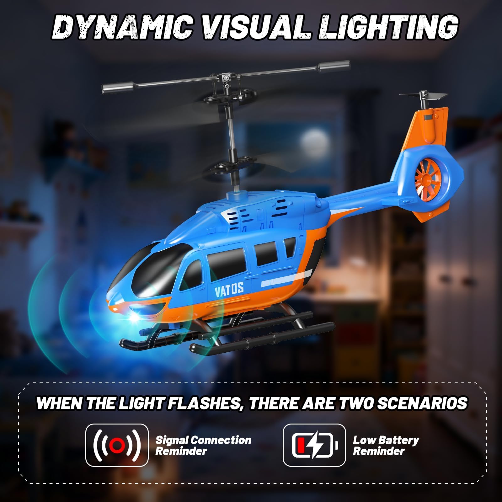 VATOS Elicottero RC 2.4G con Luci LED - Controllo Semplicissimo, Funzione Altitude Hold, Decollo/Atterraggio Automatico - Avviso Batteria Bassa - Regalo Per Bambini Principianti 10+ Anni