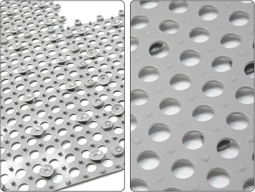 Miniatura 3 de tonchean 24PCS Interlocking Bathroom Floor Mats, 11.8 X 11.8 Inch Soft PVC Bath Shower Floor Mat with Suctions Cups, Drainage Holes for Pool and Wet