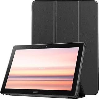 NUPO NTTドコモ dtab d-41A ケース 超軽量 上質PU素材 レザー スタンド 機能 三つ折 耐衝撃 スクラッチ防止 カバー dtab d-41A 10.1インチ 対応(ブラック)