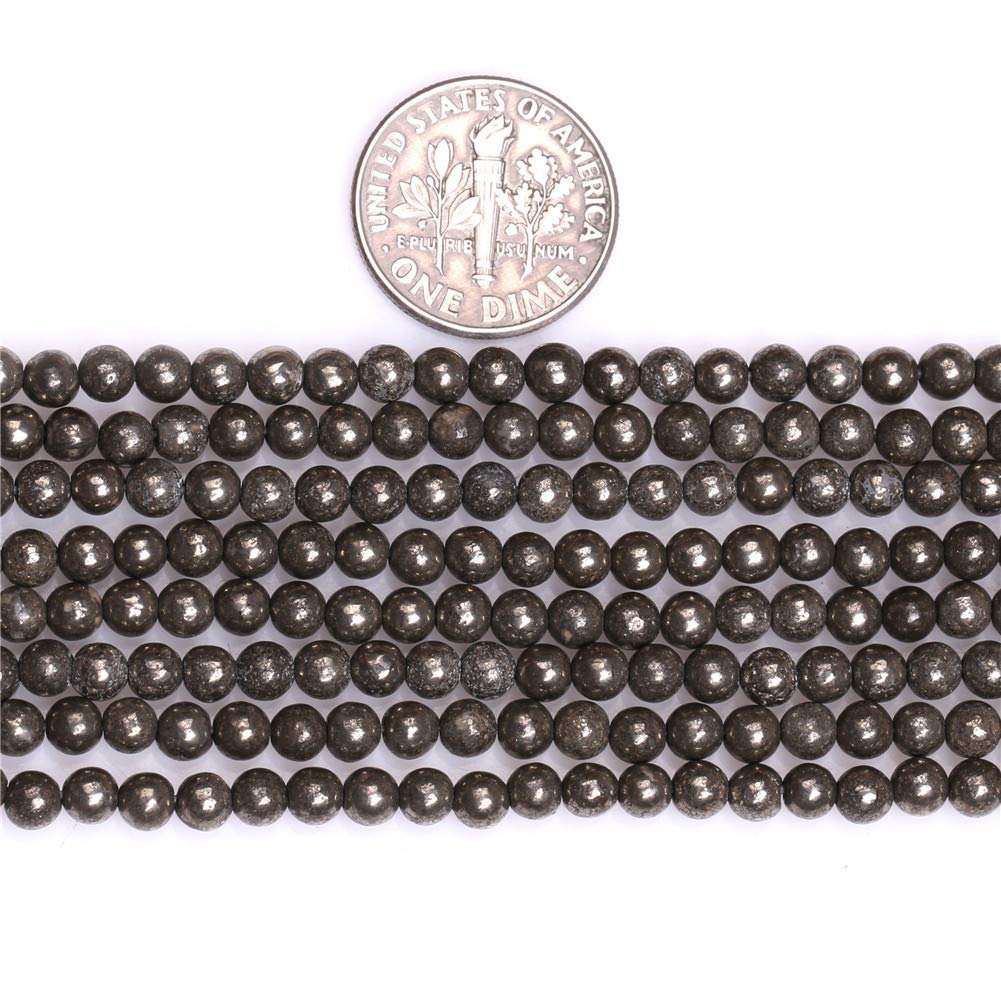 GEM-Inside Natural 4mm Silver Gray Pyrite Round Gemstone Semi Precious Loose Beads for Jewellery Making 15'' - Image 4