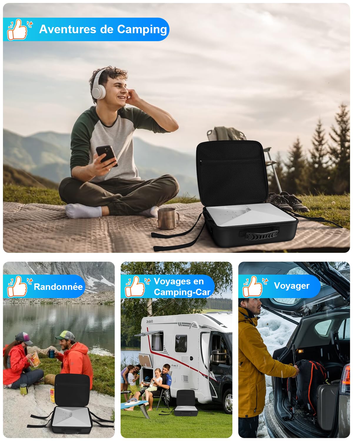 Mwin Starlink Mini Case - Housse de Protection Légère en EVA Résistante aux éclaboussures et aux Chocs avec Bandoulière, Sacoche Portable à Coque Dure pour Les Voyages en Plein air et le Camping, Noir