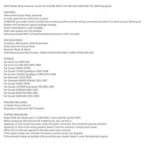 Miniatura 8 de Cargador de batería para Su-zu-ki 2003-08 04 05 06 07 08 LTZ400 LTZ 400 Z400 Z400 ATV, reemplaza a OE 31800-07G00,27010-S027010-S02 4, 318