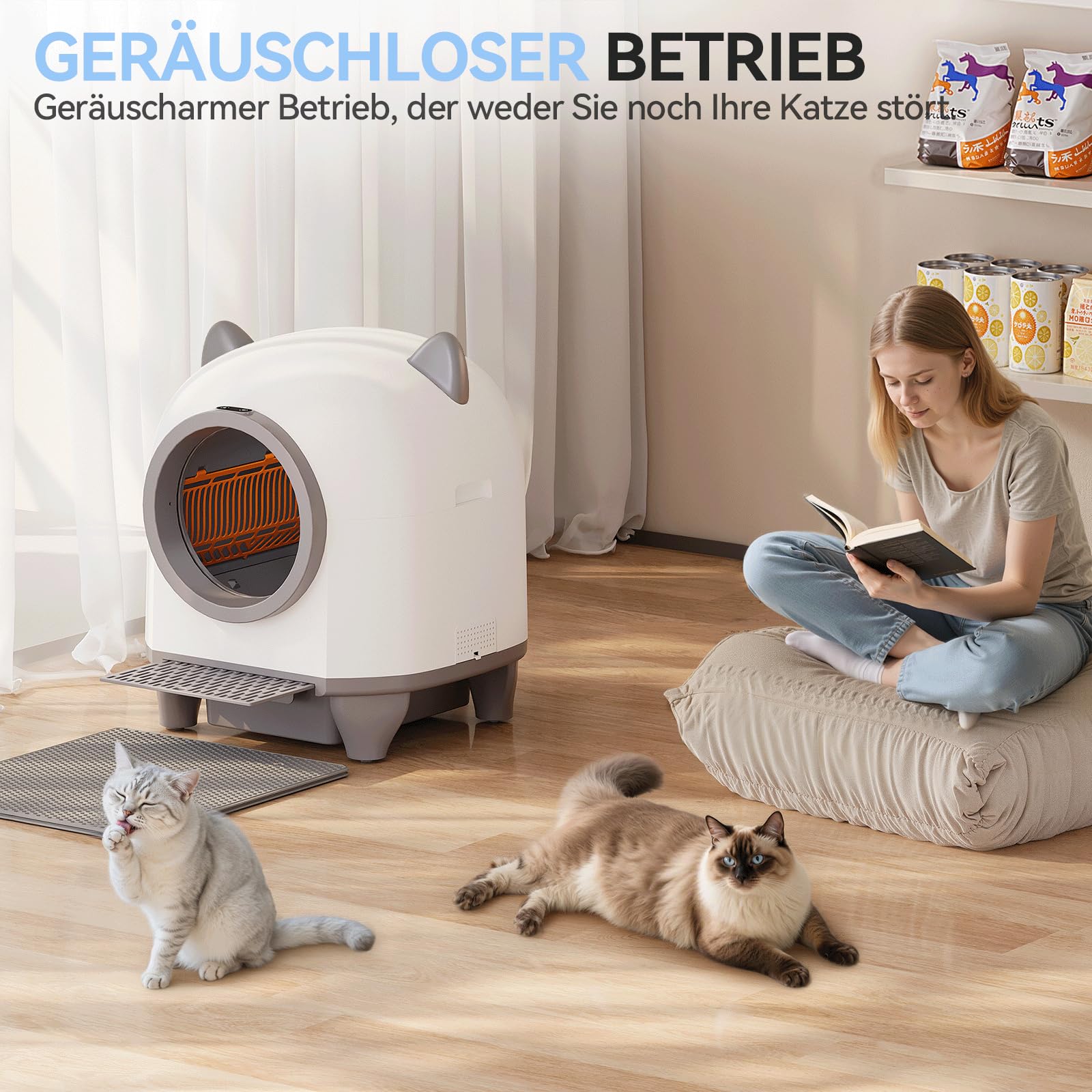 TRIUMPHKEY katzenklo Selbstreinigend, Automatische Katzentoilette 90L Große Fassungsvermögen mit APP, Geschlossen mit 6-Fach Geruchskontrolle & 9-Fach Schutz für KatzenFür mehrere Katzen