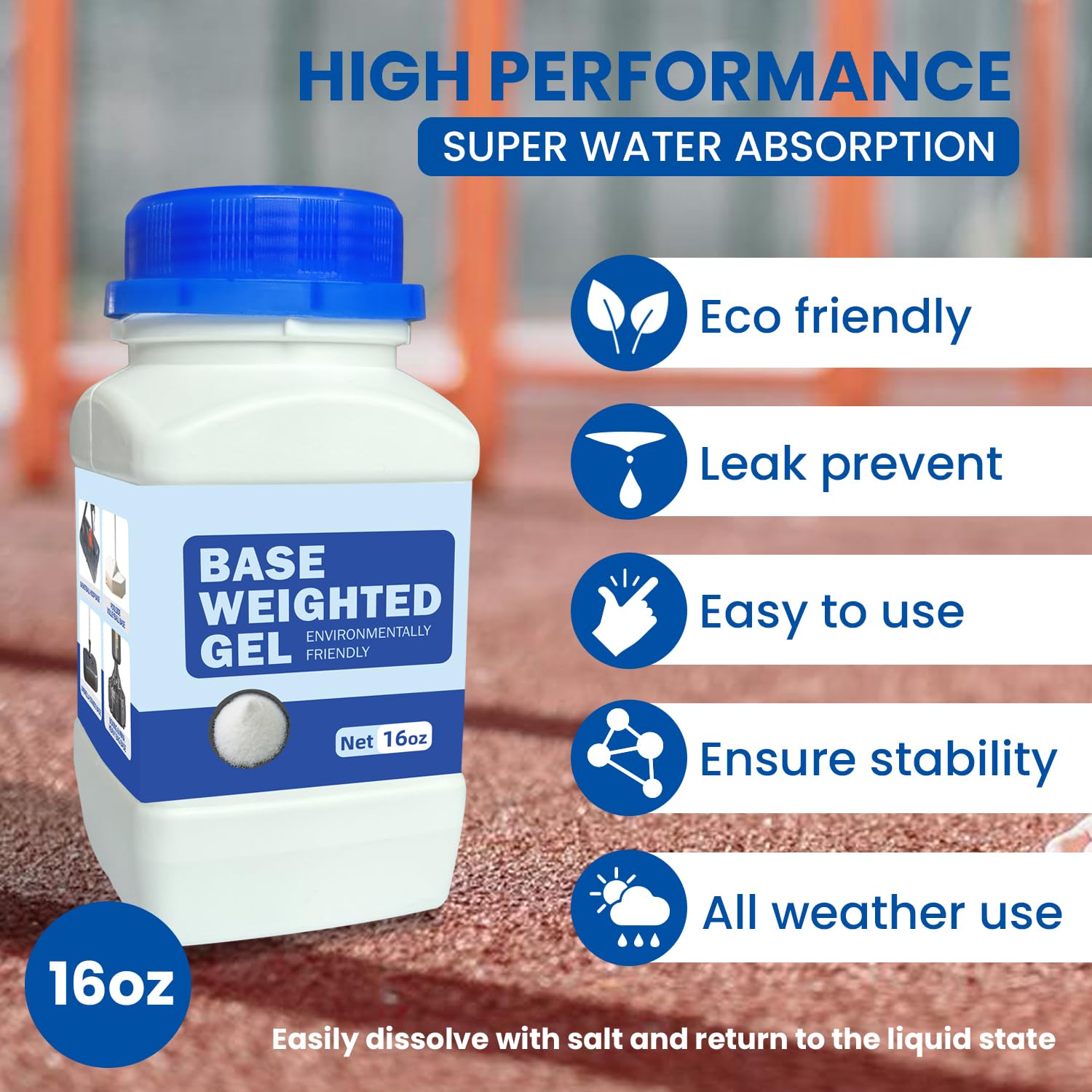 AceGold Base Weighted Gel Polymer for Basketball Hoops Bases, Sign Hoops and Goal Bases, Perfect Replacement for Sandbags to Anchor Portable Basketball Hoops, Pools Baskets, Umbrellas Bases16 oz