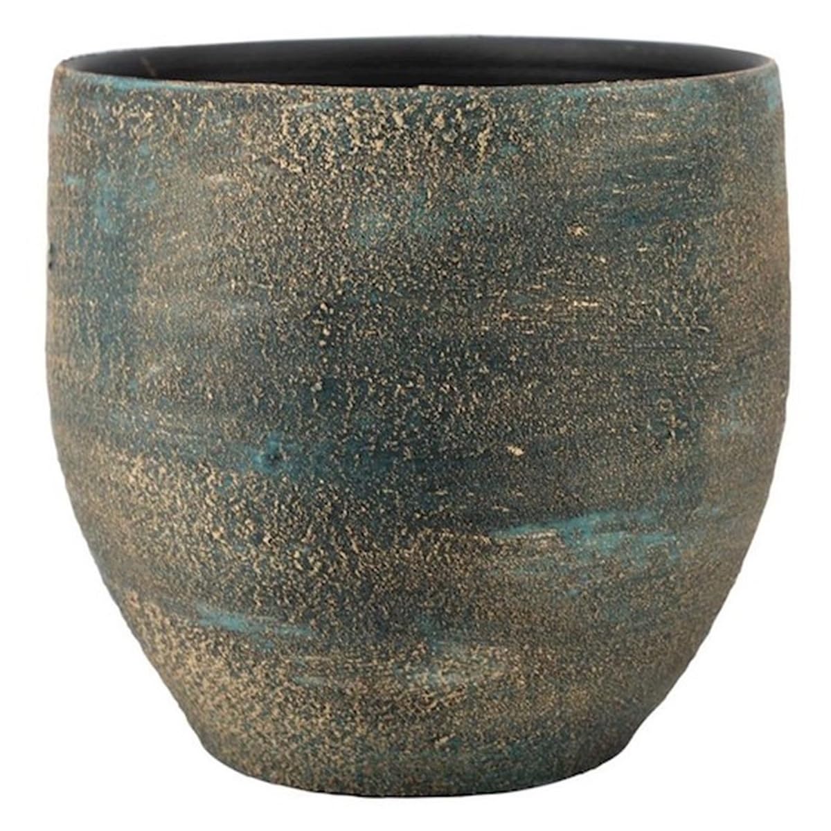 Inna-Glas Blue Ceramic Flower Pot, -Gold, 20 Cm, Ø 20 Cm