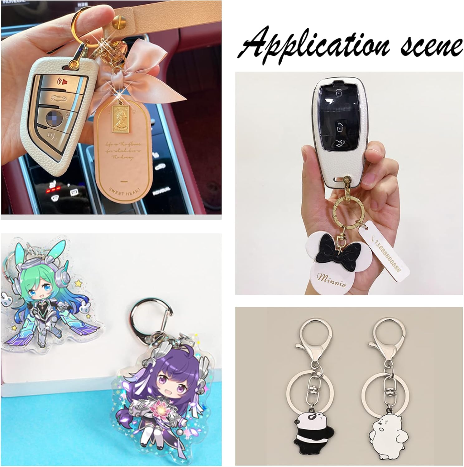 CHGCRAFT 20 Sets Puzzle Sublimation Blanks Keychains Double-Sided Keychain Blanks MDF Board Heat Transfer Keyring White for Heat Press, 2.76x1.97inch