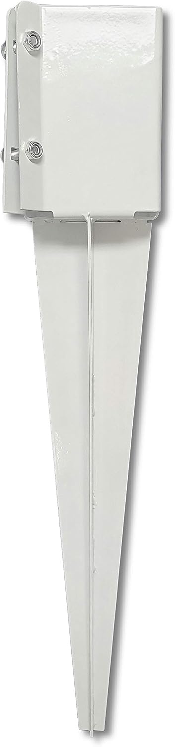 One Stop Outdoor Heavy Duty Fence & Mailbox Post Anchor - White Metal Ground Spike White Powder Coated 24" in x 4" Inch x 4" Inch (Fits Post 4" x 4" Inches) (White)