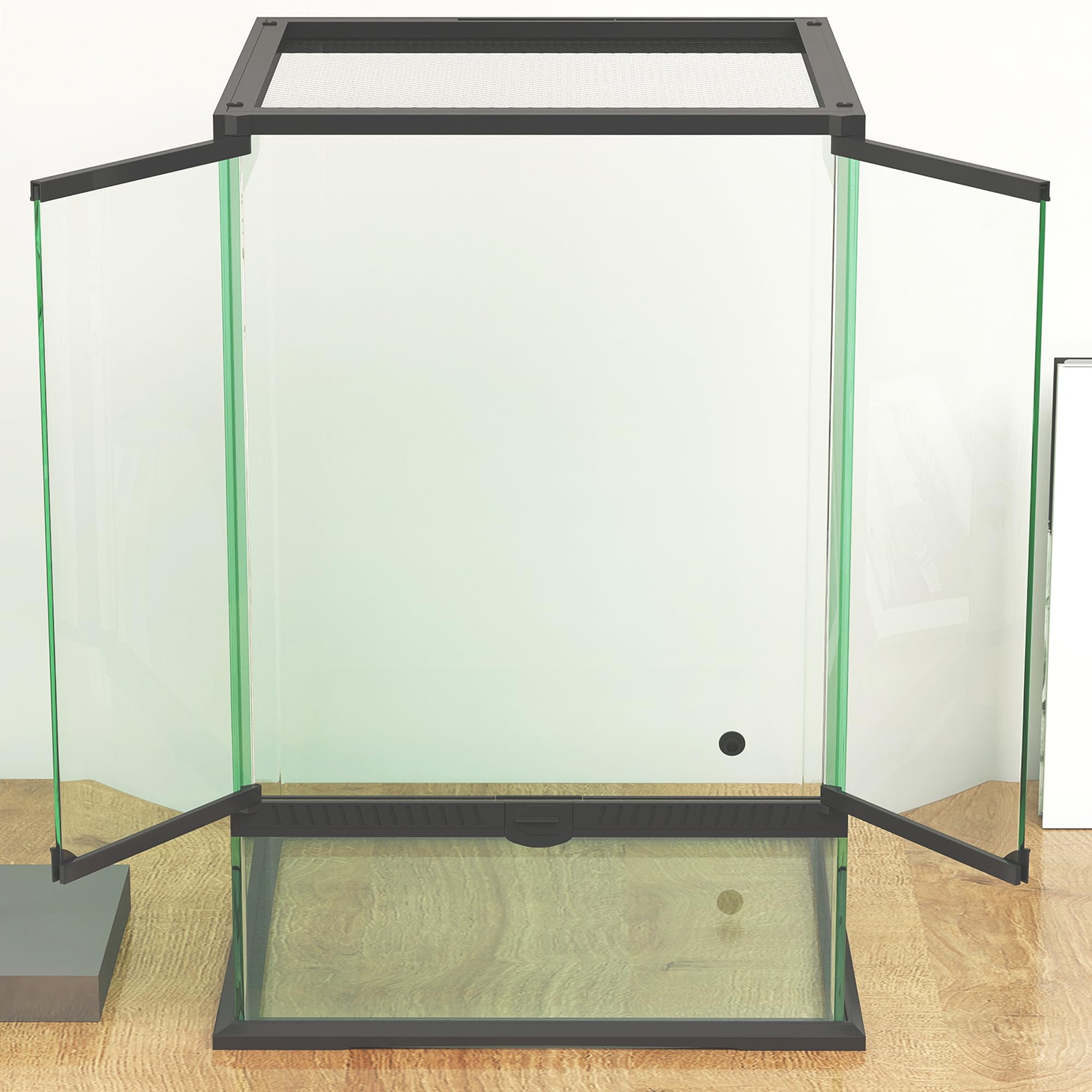 PawHut Terrario de cristal para reptiles, ventilación, 30 x 30 x 45 cm | 40L, ranas, lagartos, serpientes, tortugas, tortugas
