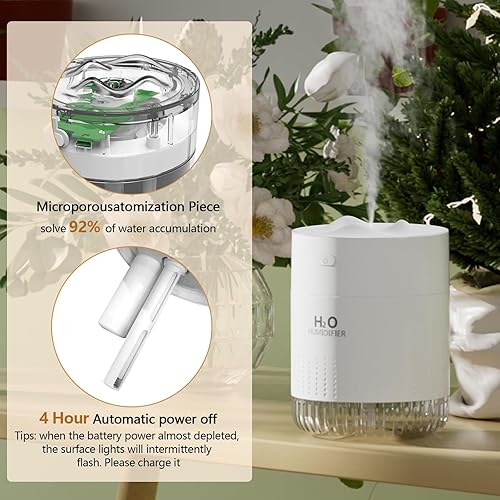 Miniatura 2 de Humidificador pequeño portátil para dormitorio con luz nocturna niebla fría interior mini humidificadores de aire pequeños para plantas habitación
