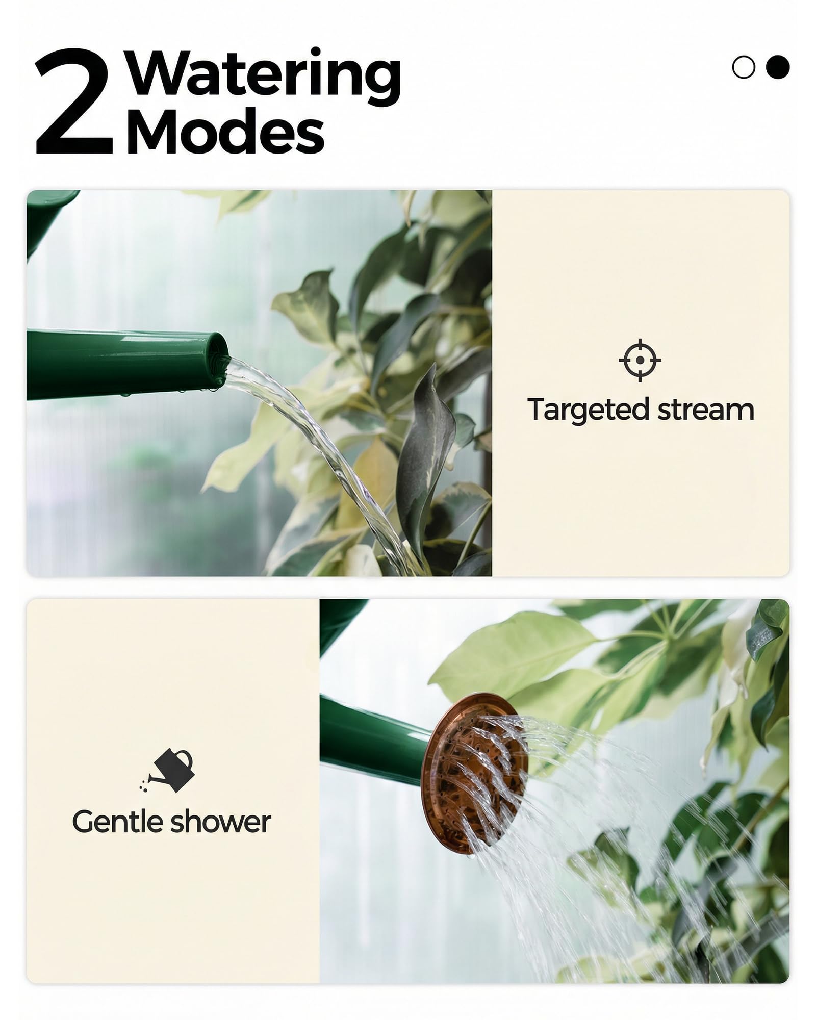 Bamworld Gießkanne Zimmerpflanzen 1,9L (1/2 Gallone) aus Verzinktem Stahl, Kleine Gießkanne mit Langer Tülle für Haus & Garten, Vintage Design Blumengießer - Dunkelgrün