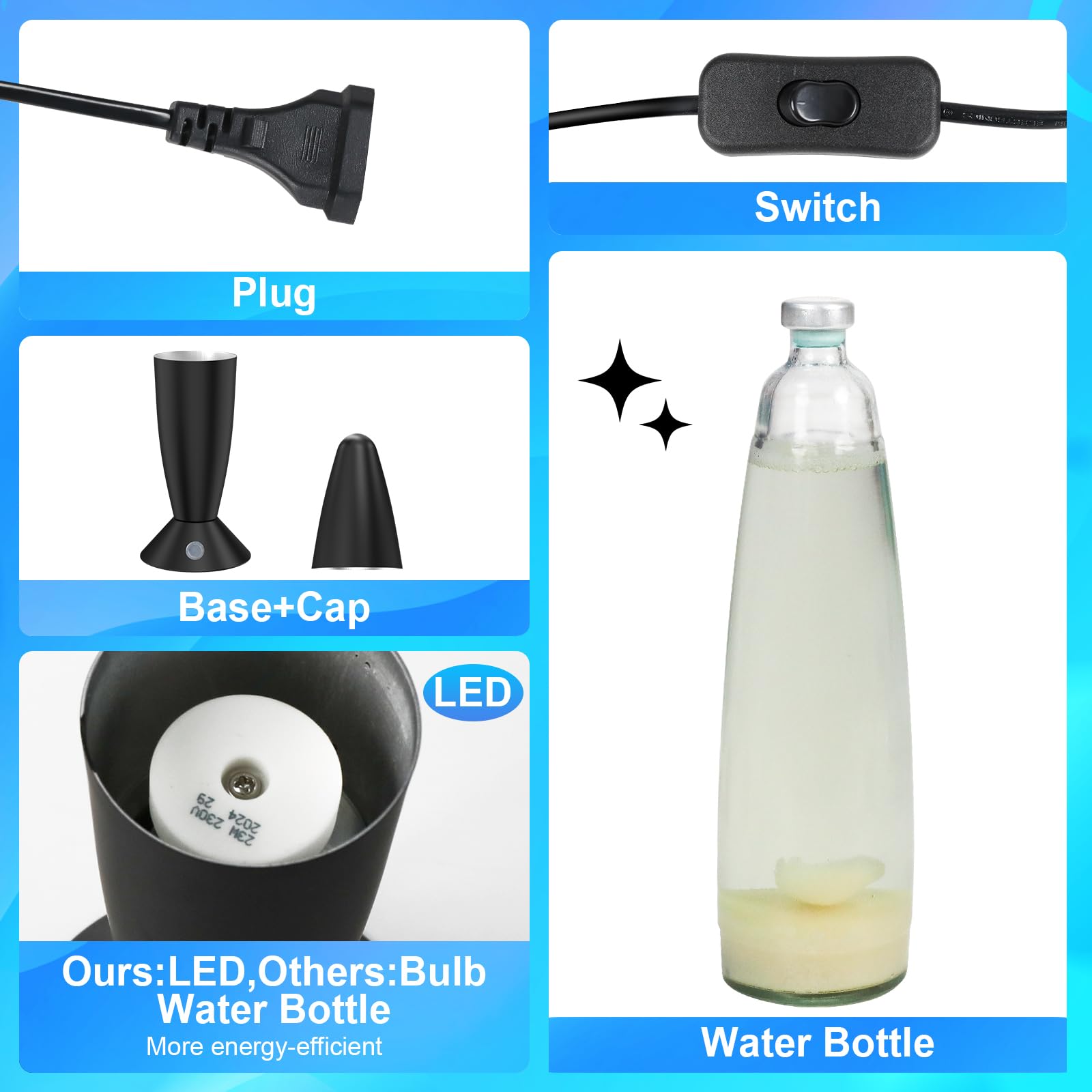 FBSPORT Lavalamp Lampada Lavalamp, 17 Colori RGBW e 4 Modalità di Cambiamento dell'Illuminazione, Lampada Rilassante per Camera da Letto e Soggiorno