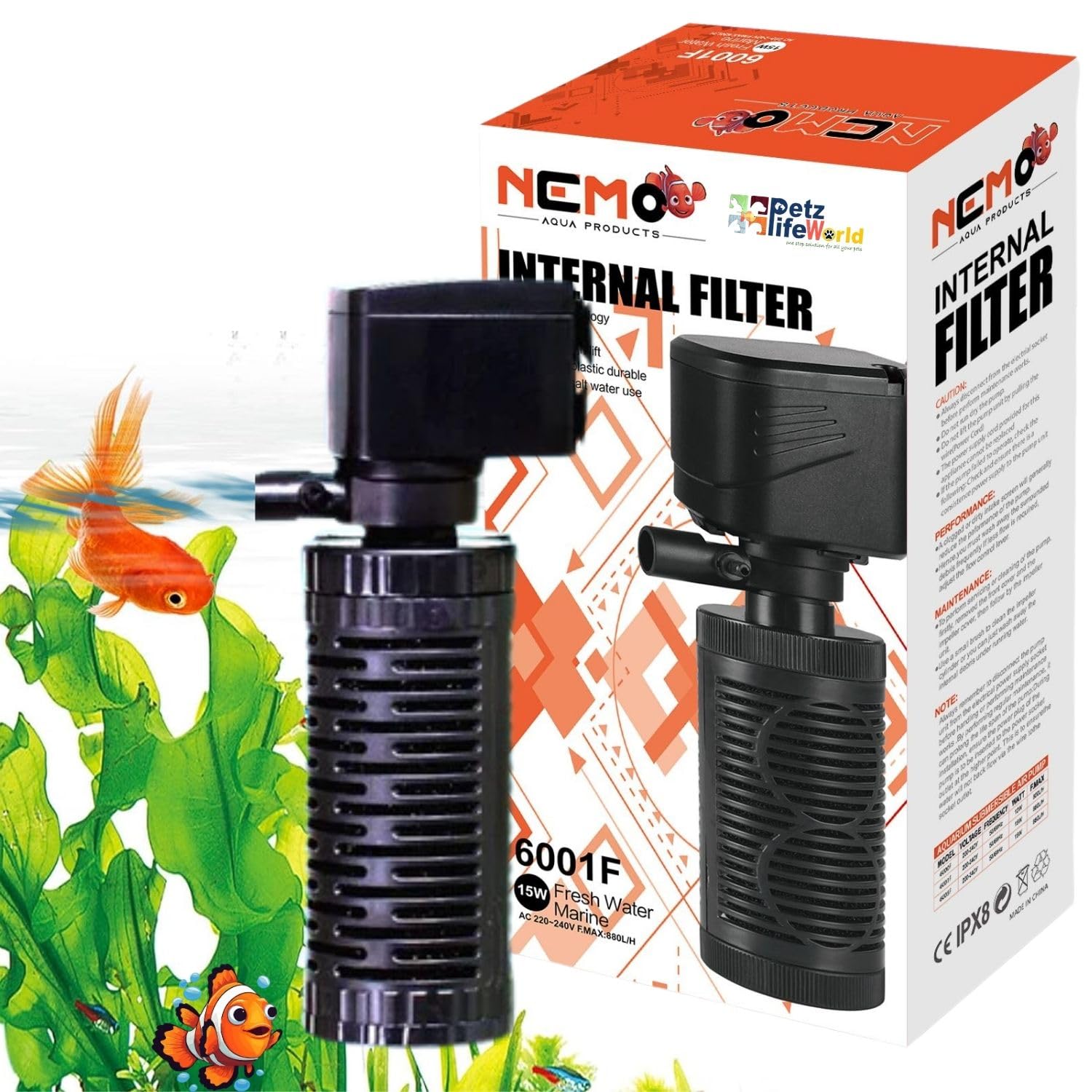 Nemo 4 In 1 Submersible Aquarium Internal Filter | 6001F | 15 Watts | 880 L/Hr | Ultra Silent Fast and Effective Filtration For Fish Tank | Upto 2.5 Feet Tank (B0D39C18YY) Amazon Price History, Amazon Price Tracker