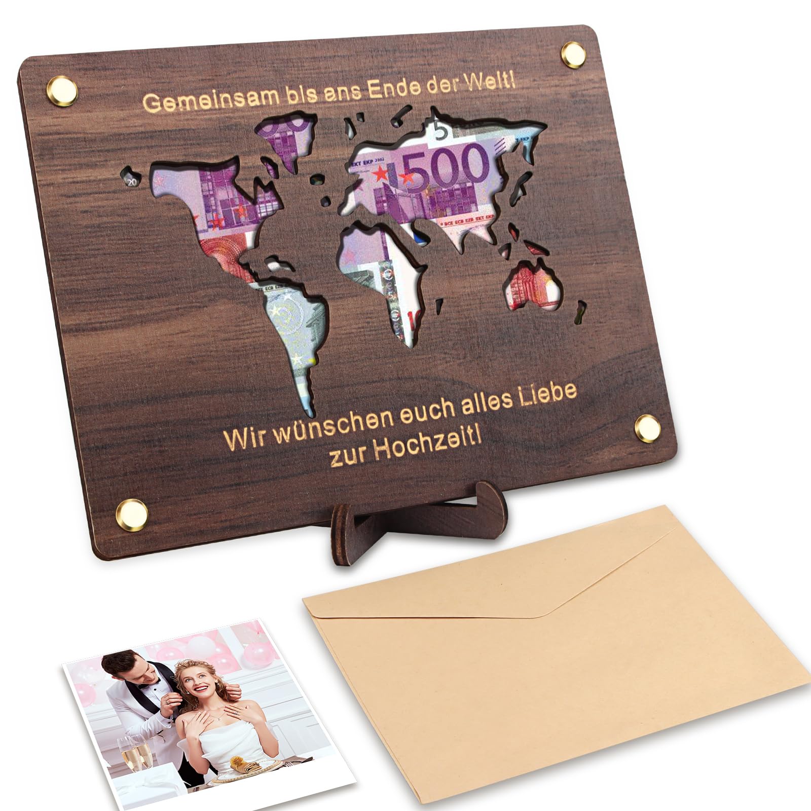 Geldgeschenk Hochzeit, Geldgeschenk Reise, Weltkarte Bilderrahmen Geldgeschenk, Bilderrahmen Hochzeit Geldgeschenk mit Briefköpfe, Kleinigkeit Zur Hochzeit, Hochzeitsgeschenke für Brautpaar Geld