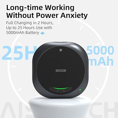 Miniatura 8 de AISPEECH Altavoz de conferencia Bluetooth M6 Micrófono de conferencia con reducción de ruido AI Transcripción dúplex completo 360 Omnidireccional de