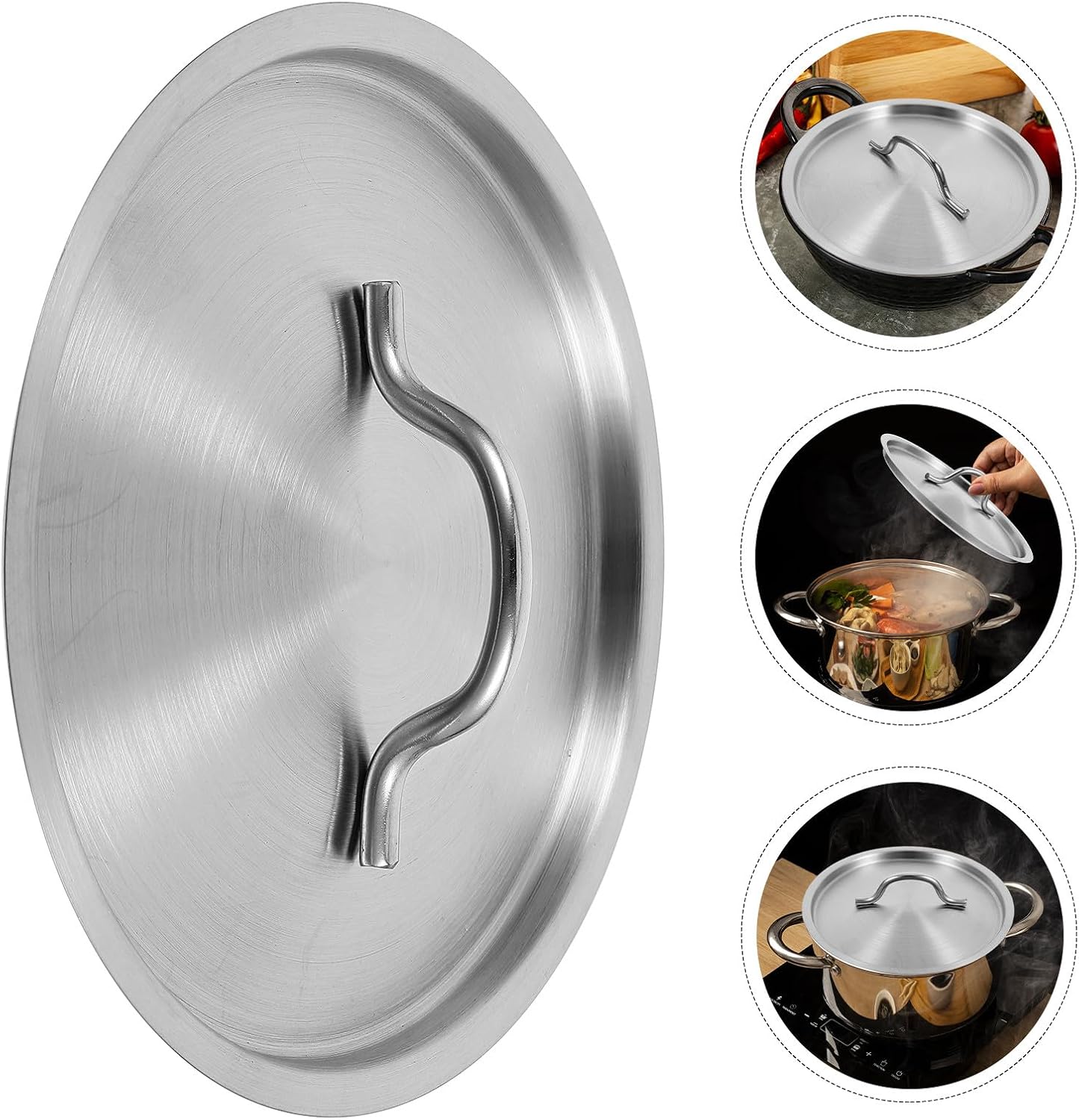 Universal 20cm Stainless Steel Lid for Pot and Skillet, Heavy-duty Thick Austenitic Stainless Steel Replacement Cooking Pan Cover, Kitchen Pot Lid for Everyday Use