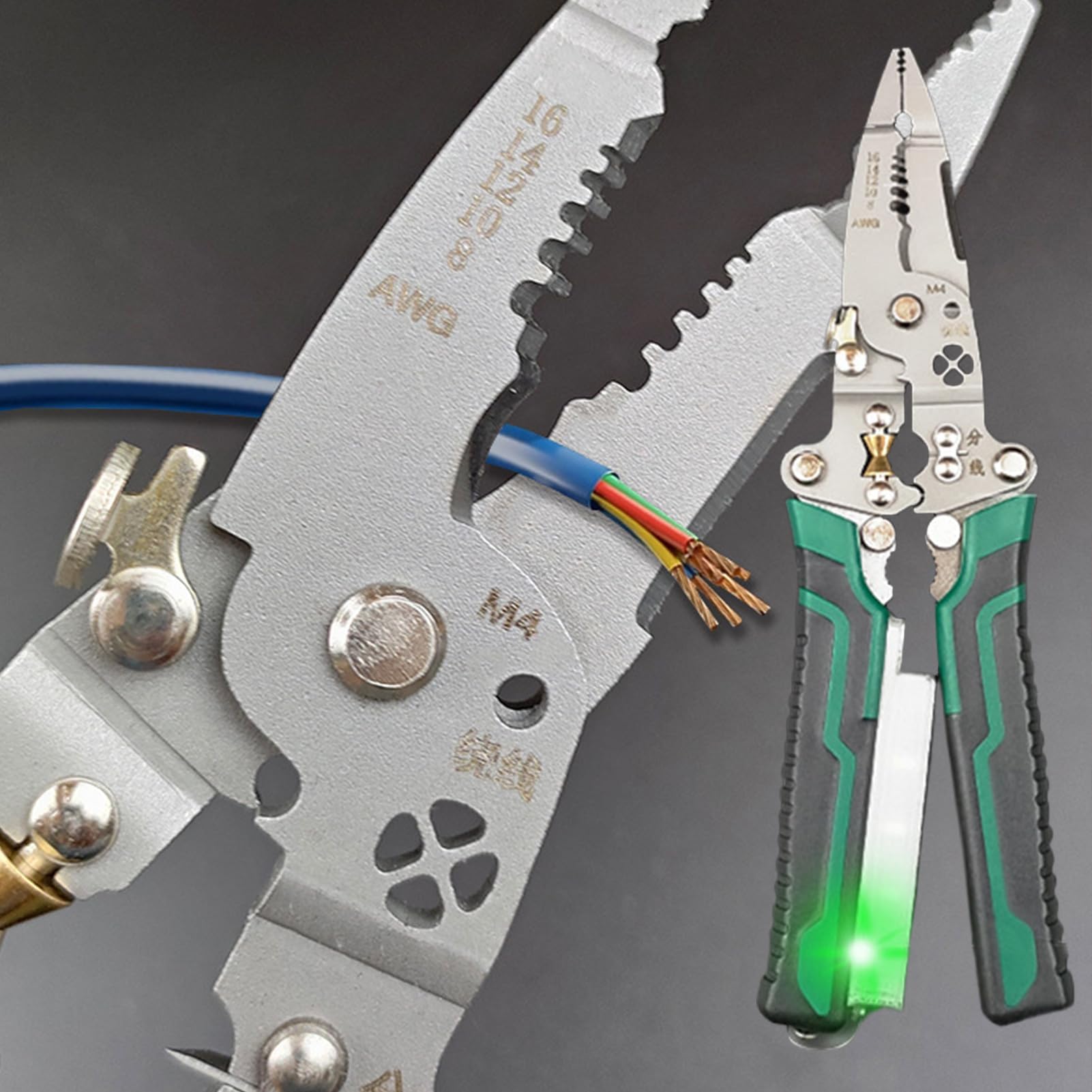 Pinza spelafili, tronchese e crimpatrice per terminali con Impugnatura ergonomica per elettricisti, Manutenzione Industriale e bricolage.