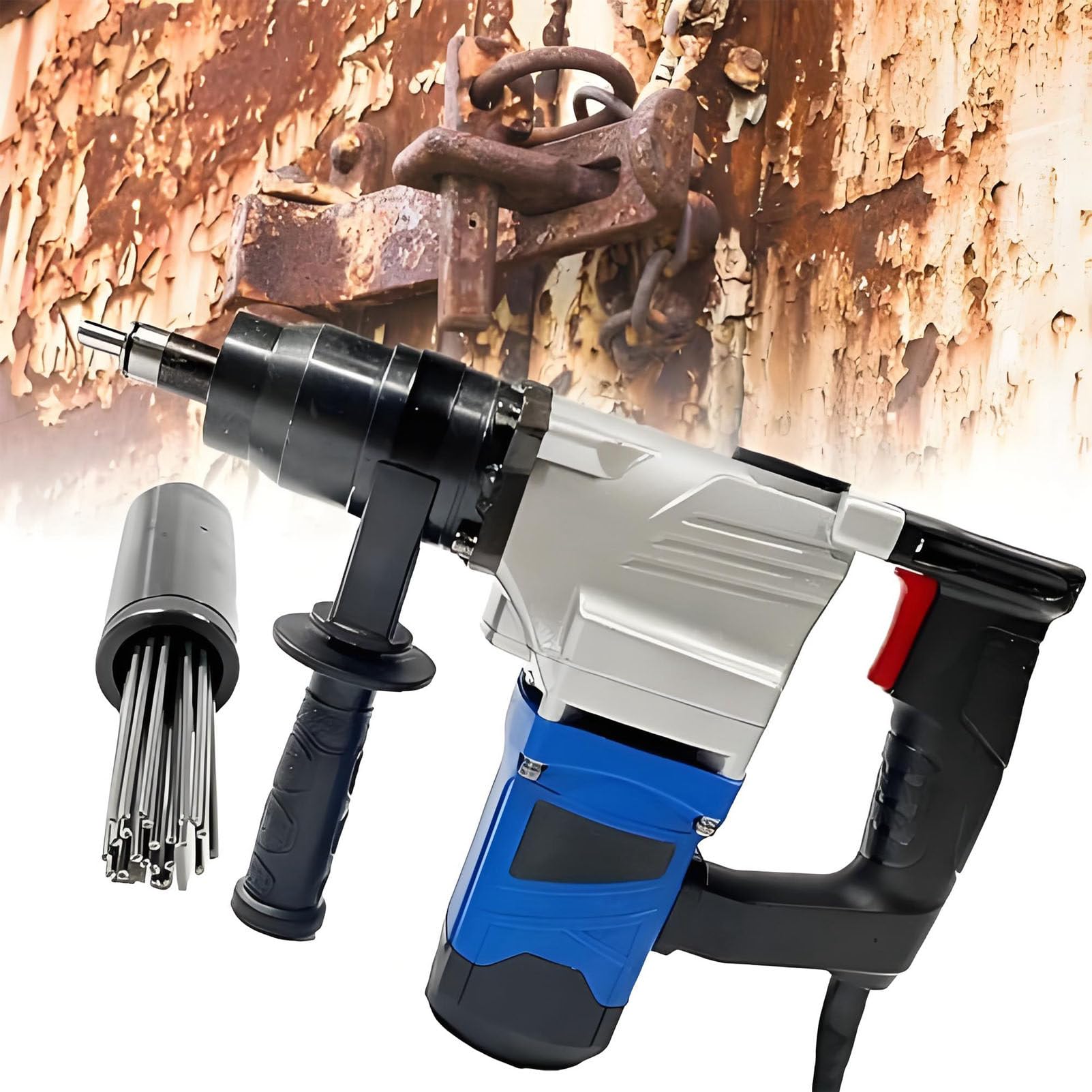 YXYLJOZ Electric Needle Derusting Gun, 4500 RPM Rust Removal Machine Cleaning Tool, 1100w Electric Needle Scalers, Remove Rust and Slag, Rust Removal Gun