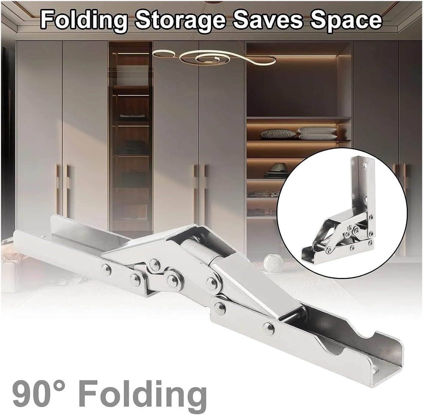 Frame Concealed Cabinet Door Hinge 2/4pcs Self-Locking Folding No Need Open Holes Hinge Table Brackets(2PCS)