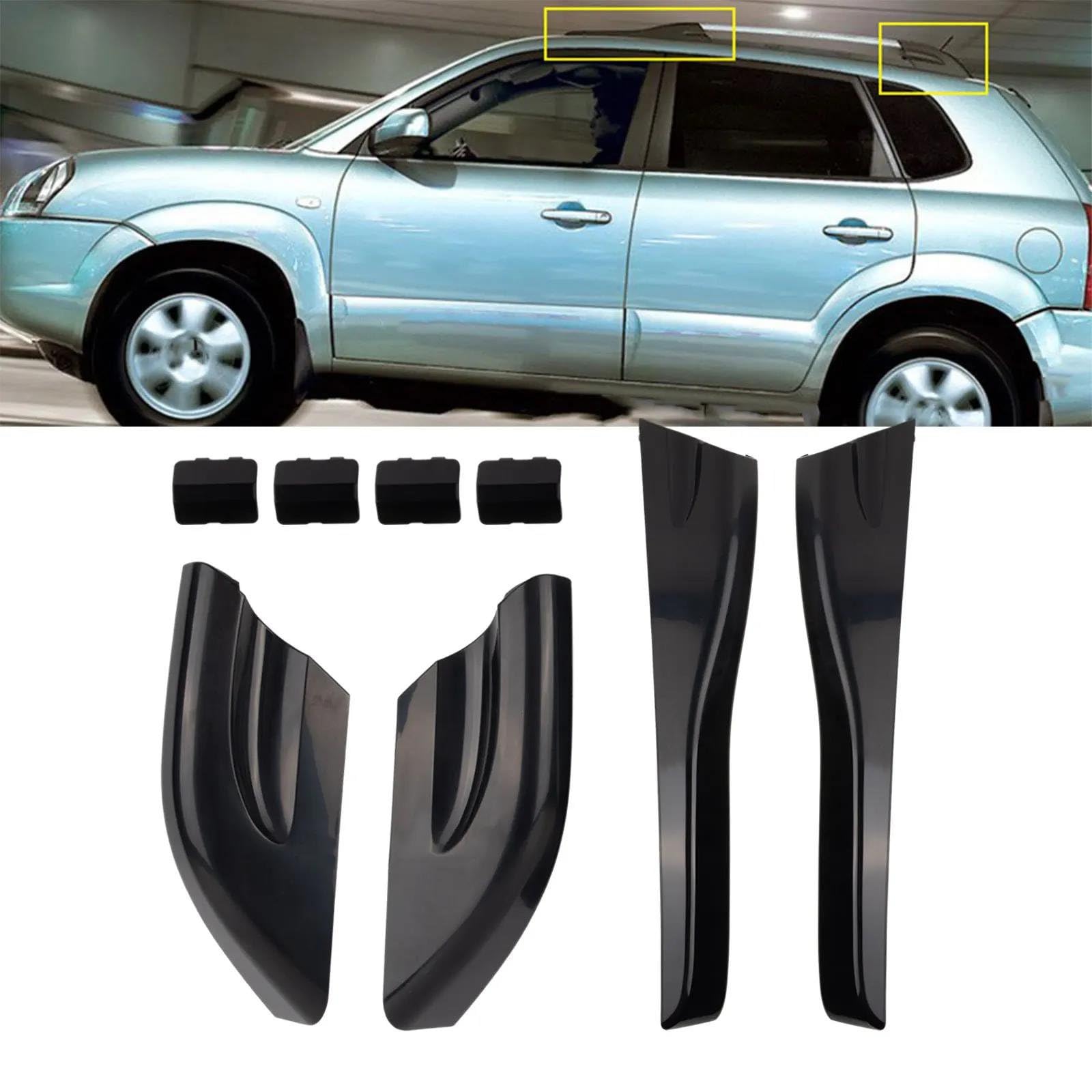 Portapacchi da Tetto 8 Pezzi/Set di Tappi di Protezione per Barre Portatutto in Plastica per Hyundai per Tucson 2004 2005 2006 2007 2008 Barre Portapacchi