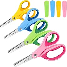 Kids Scissors, iBayam 5" Blunt-Tip Safety Scissors with Cover: Halloween Christmas Gifts for Kids Ages 4-12, Child-Safe Craft Tools for School Scrapbooking, Creative Art Supplies for Toddlers Students