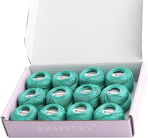 Miniatura 3 de Rhapsody Hilo de algodón perla tamaño 8 hilo de ganchillo Perle 12 bolas Set tejido a mano, bordado, sashiko, punto de cruz, costura, aguja,