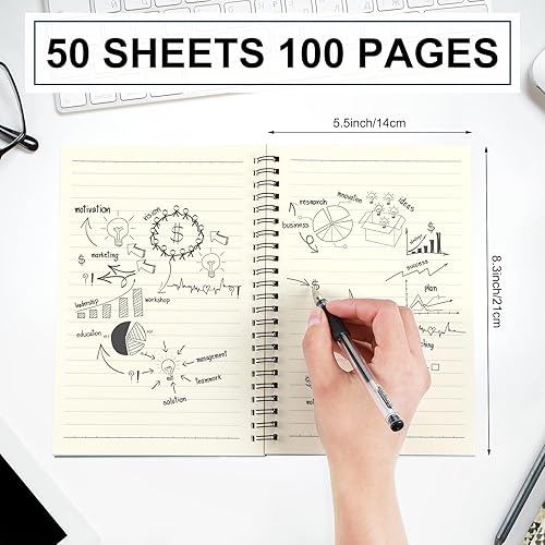 Miniatura 3 de Yahenda Cuaderno de espiral A5 con rayas universitarias de 8.3 x 5.5 pulgadas, cuaderno de papel de escritura a granel para oficina, negocios,